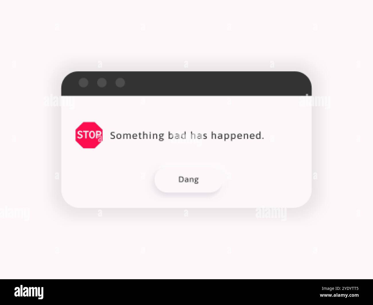 Error message. System alert window. Bug notification popup. Stock Vector