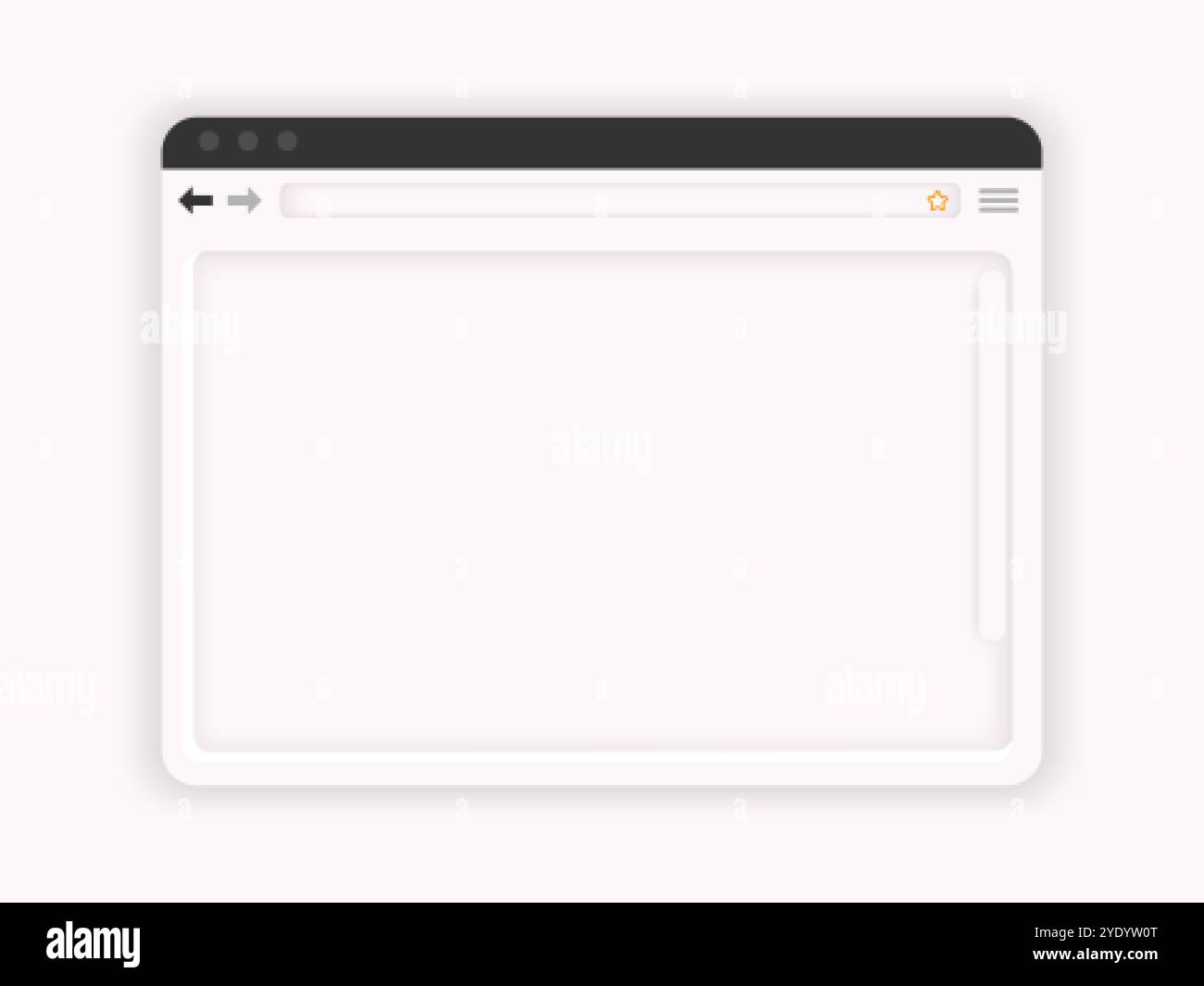 Internet Web Browser Window. White Clay Styled Web Explorer Stock Vector