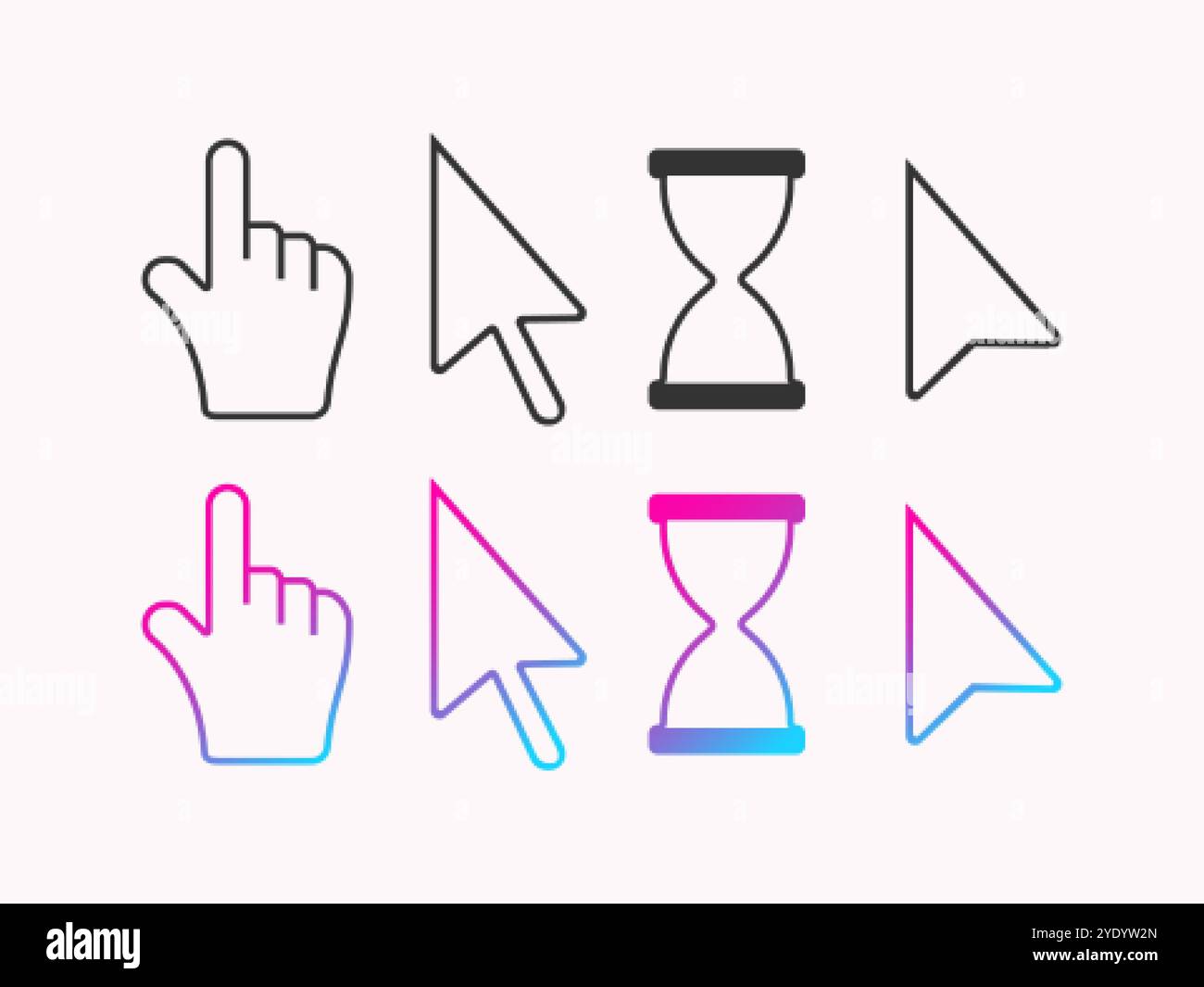 Desktop computer mouse cursors. Laptop PC pointer icons Stock Vector ...