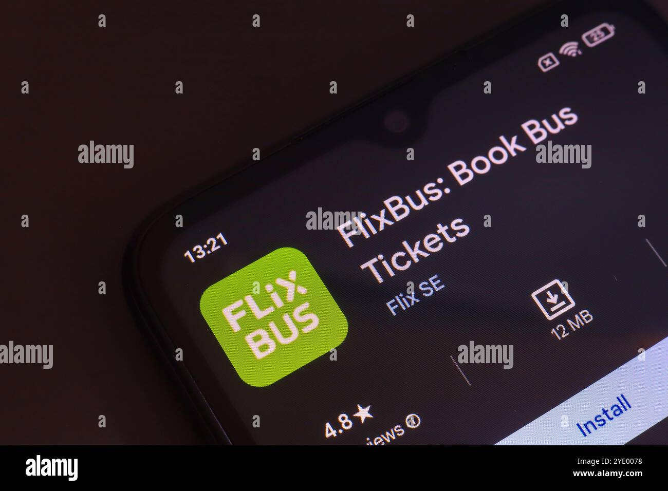 October 28, 2024, Brazil. In this photo illustration, the FlixBus app logo is displayed on a smartphone screen Stock Photo