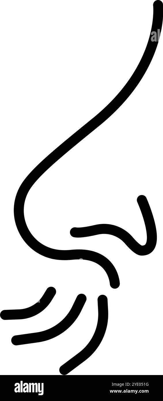 Simple nose and breath icon. Smelling nose icon. Editable vector Stock ...