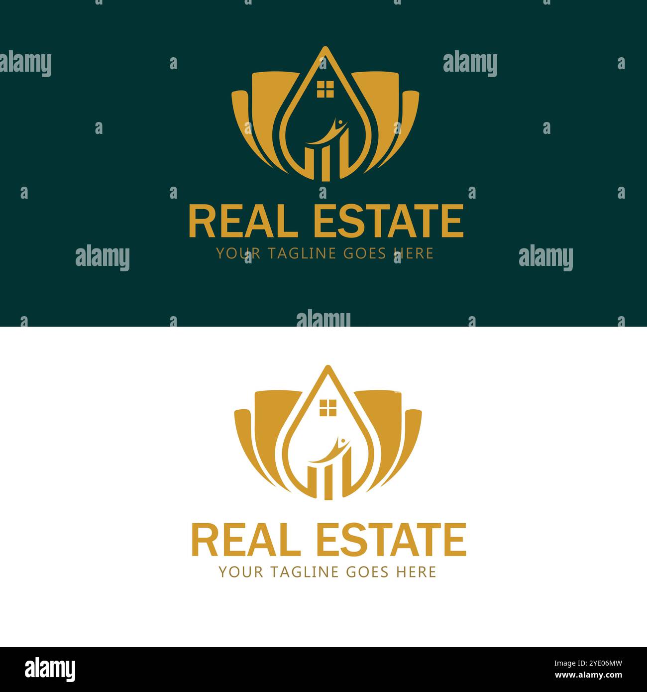 Design of a real estate logo Home remodeling icon home repair logo Vector sketch Golden house Stock Vector
