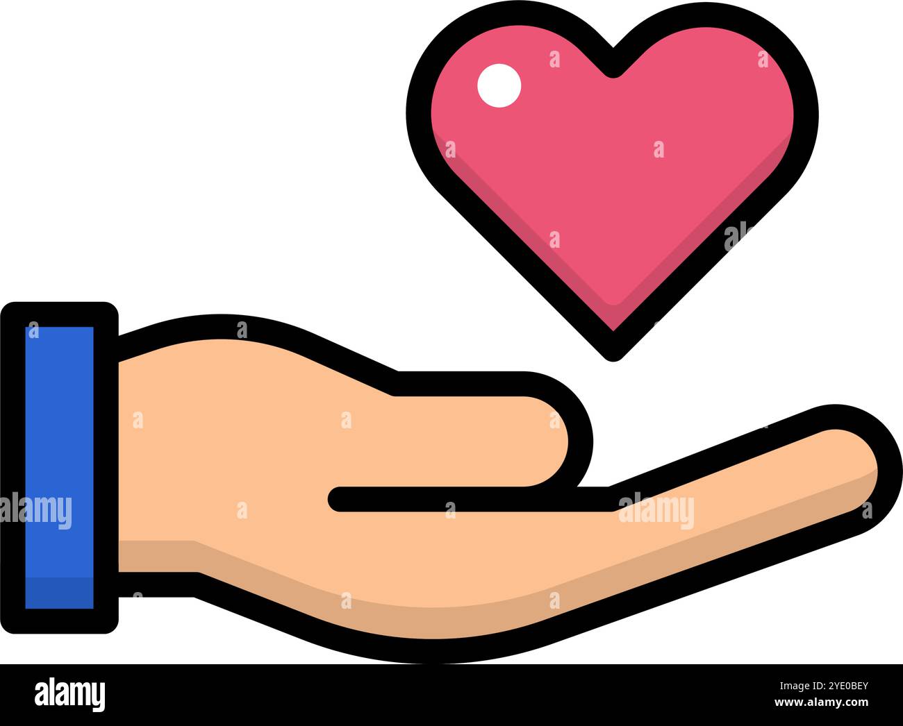 Flat design heart giving hand icon. Editable vector. Stock Vector