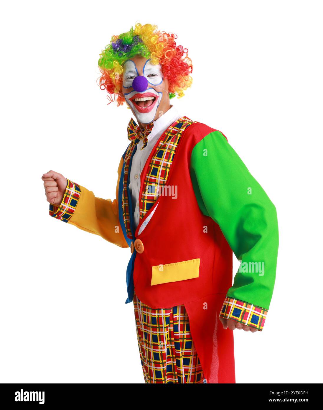 Portrait of happy clown on white background Stock Photo - Alamy