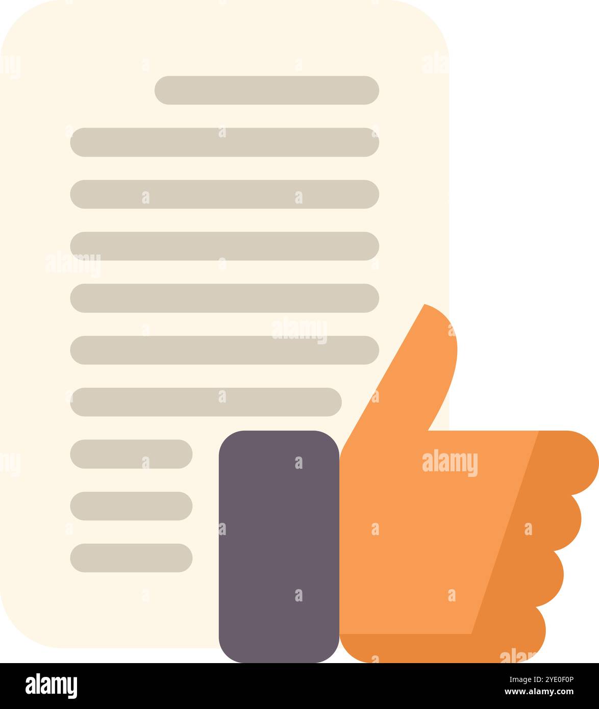Hand giving a thumbs up gesture next to a document, signifying approval ...