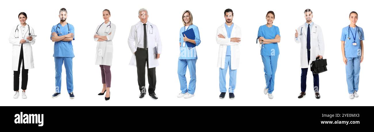 Group workers in blue uniforms hi-res stock photography and images - Alamy
