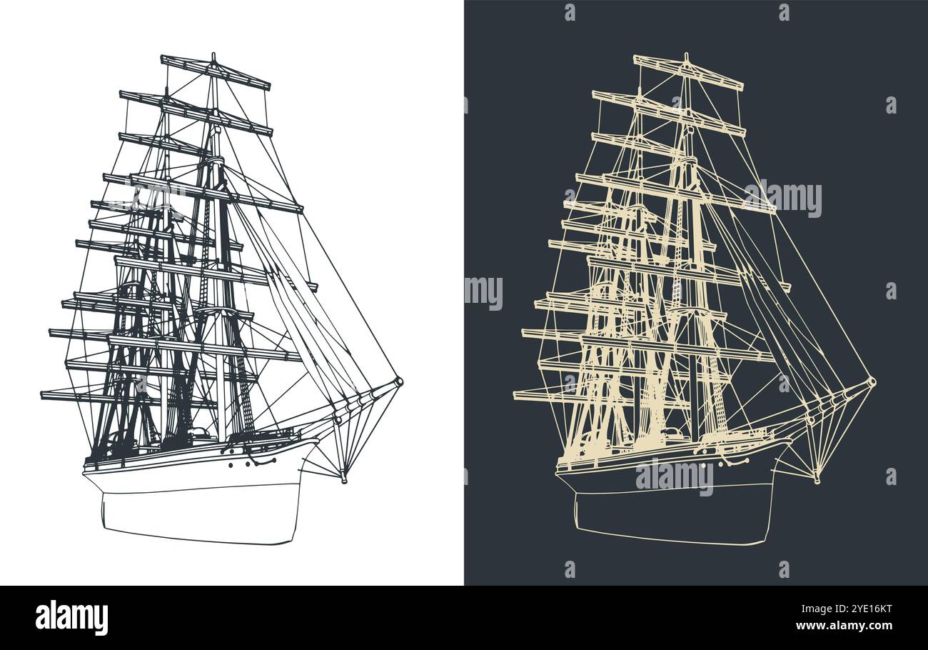 Vintage clipper ship Stock Vector Images - Alamy