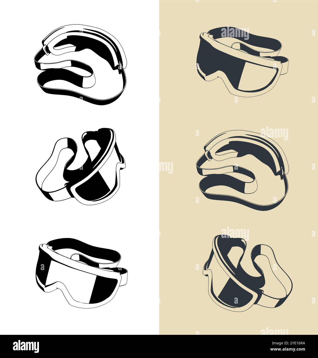 Stylized vector illustrations set of a ski goggles Stock Vector