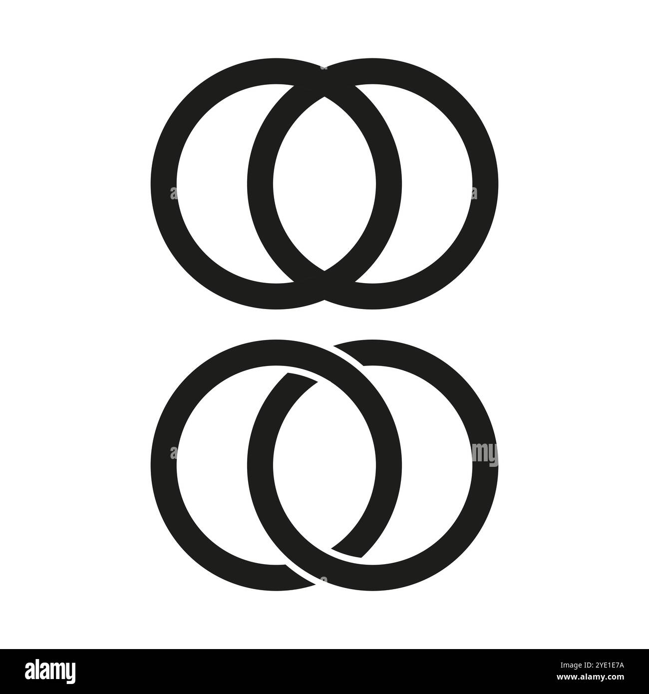 Overlapping circles icon. Intersecting rings shape. Abstract circular ...