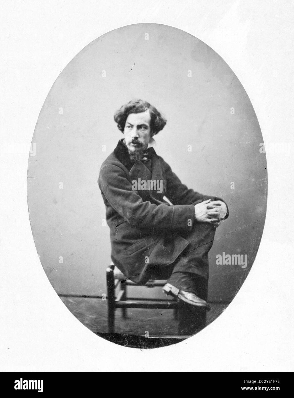 Self Portrait (circa 1851) a photo by the French photographer Jean-Baptiste Gustave Le Gray. Le Gray is considered as one of the pioneers of photography and one of the most important photographers of the 1800s. He is known for his technical innovations, including the development of the waxed paper negative (which held more detail than the process developed by Fox Talbot) and his combination prints, where he used one negative for the sky and another for the land/sea. Stock Photo