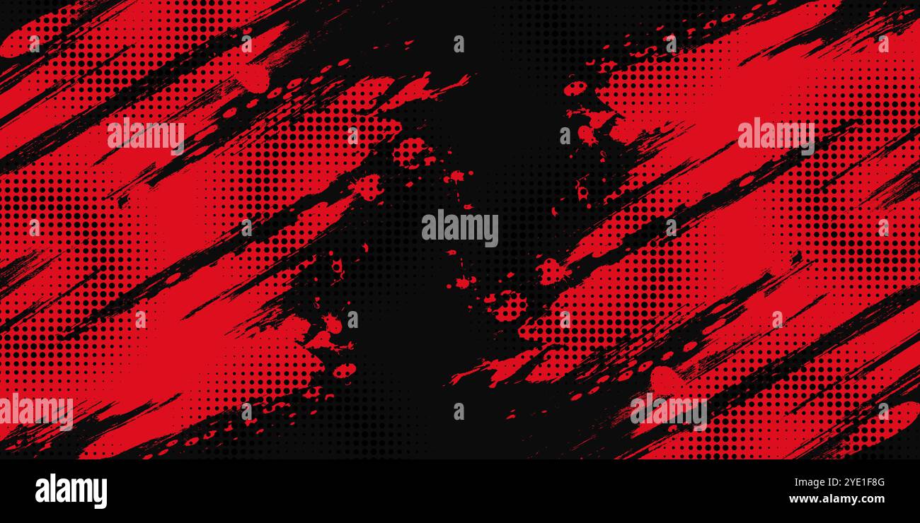 Abstract Red and Black Dirty Grunge Background with Halftone Effect ...