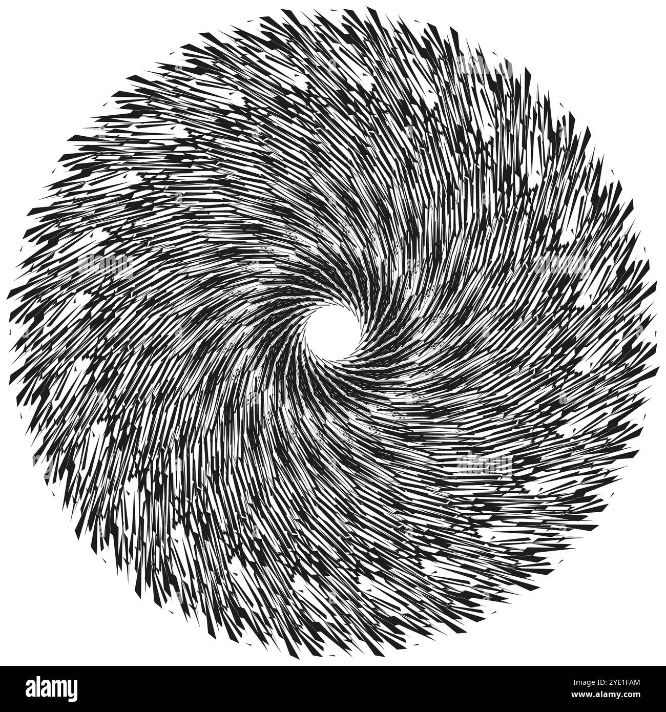 Dense spiral pattern. Abstract vector illustration. Geometric black-and-white design. Optical illusion shape. Stock Vector