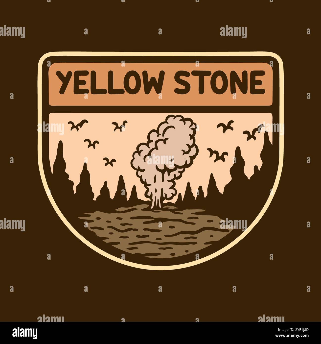 YELLOW STONE NATIONAL PARK BADGE LOGO DESIGN VECTOR ILLUSTRATION Stock ...
