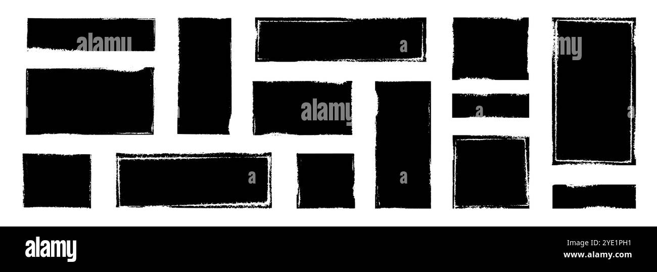 Text Box Rough Box brush frame rough shape set. Text box frame rough grunge square ...