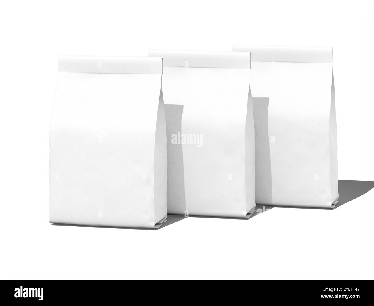 Blank White Standing Pouch Packaging Mockup Isolated 3D Render Stock Photo