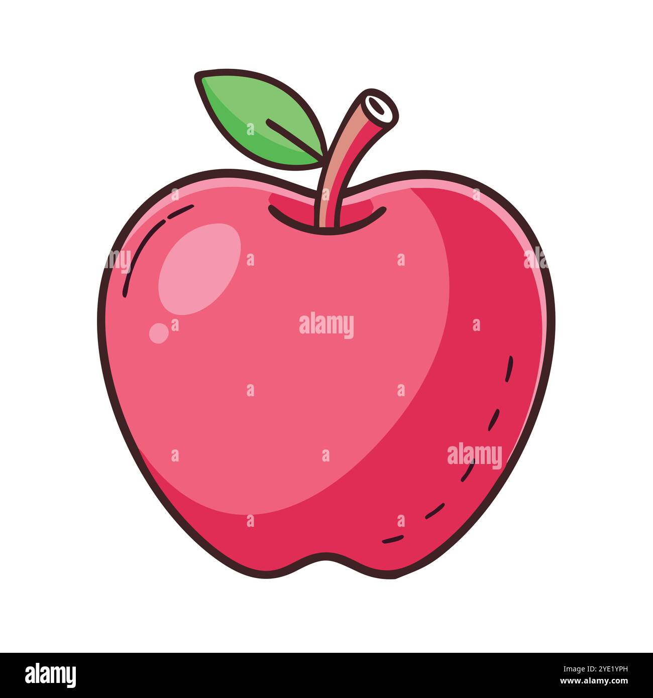 Simple red apple vector illustration with green leaf Stock Vector