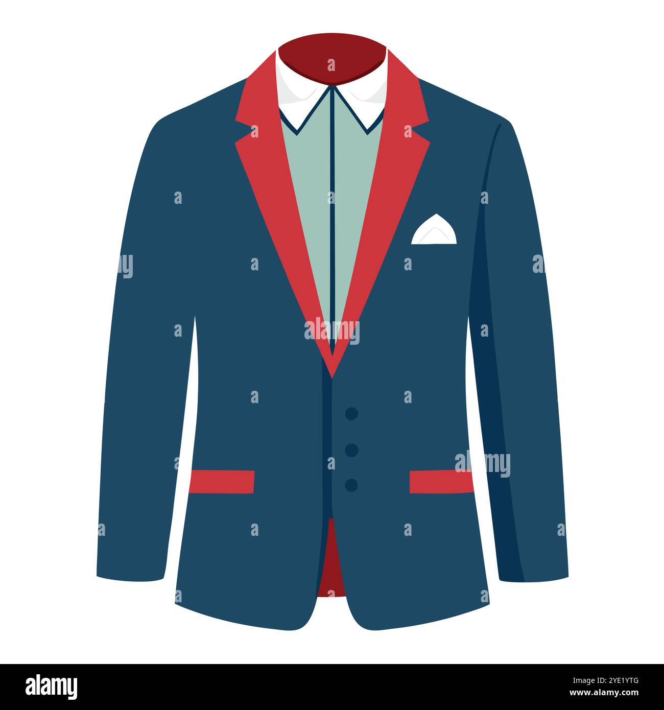 Formal navy blazer vector illustration with red accents Stock Vector