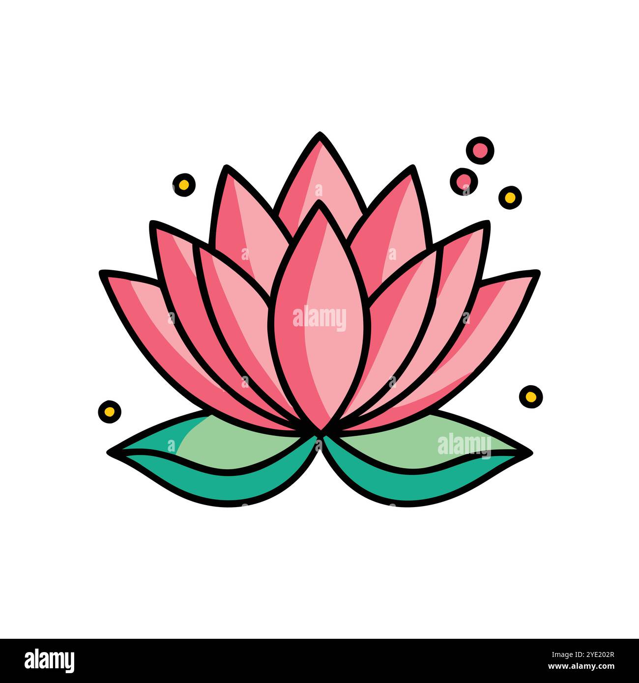 Pink lotus flower vector illustration with green leaves Stock Vector ...
