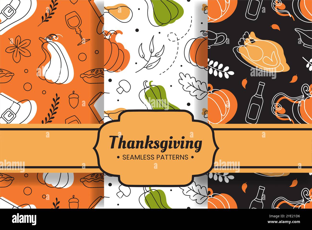 Festive Thanksgiving Day Seamless Pattern Template with Flat Style ...