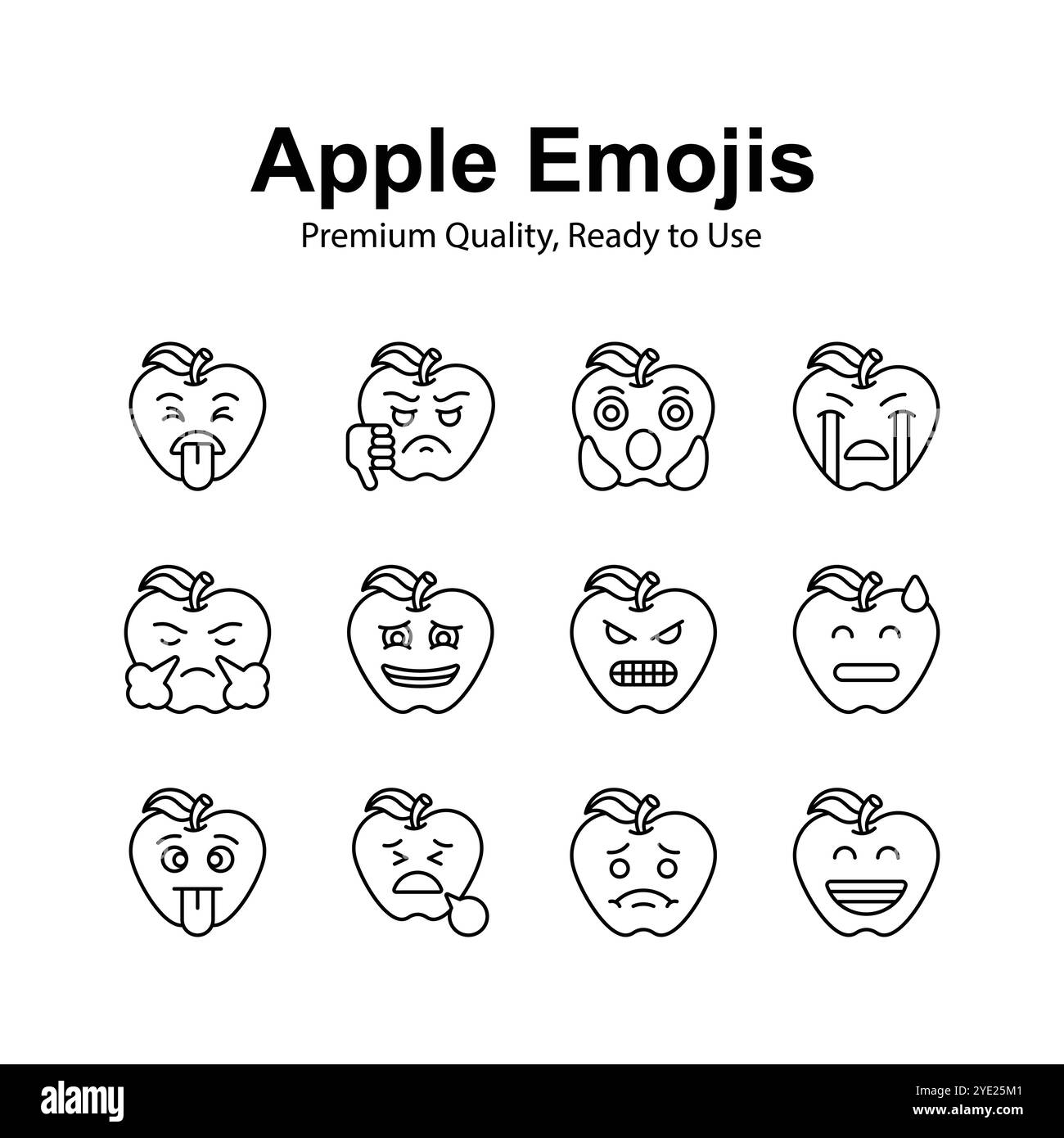 Set of emoji icons, cute expressions vector design Stock Vector