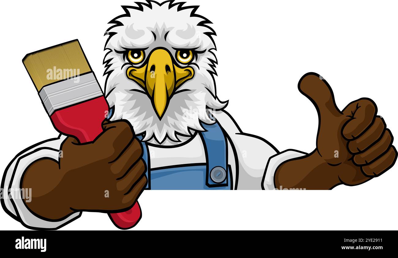 Eagle Painter Decorator Holding Paintbrush Stock Vector