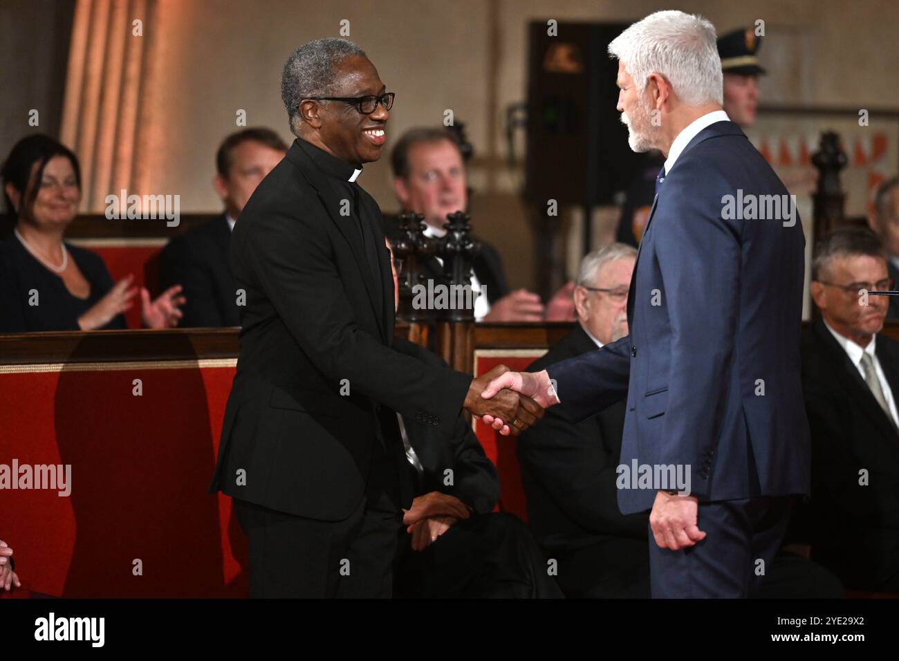 President Petr Pavel (right) awards the Order of Thomas Garrigue ...