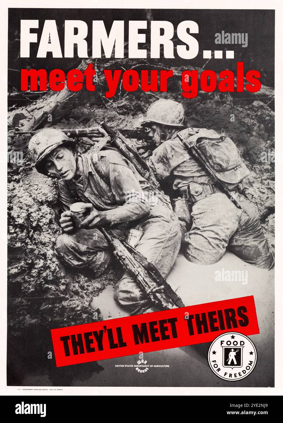 American, US, WW2, Productivity, Food production poster, Farmers meet your goals, They’ll meet theirs, 1942-1945 Stock Photo