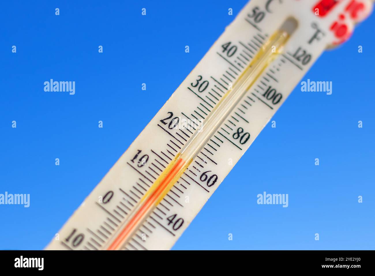 This image features a closeup of a thermometer that is indicating a