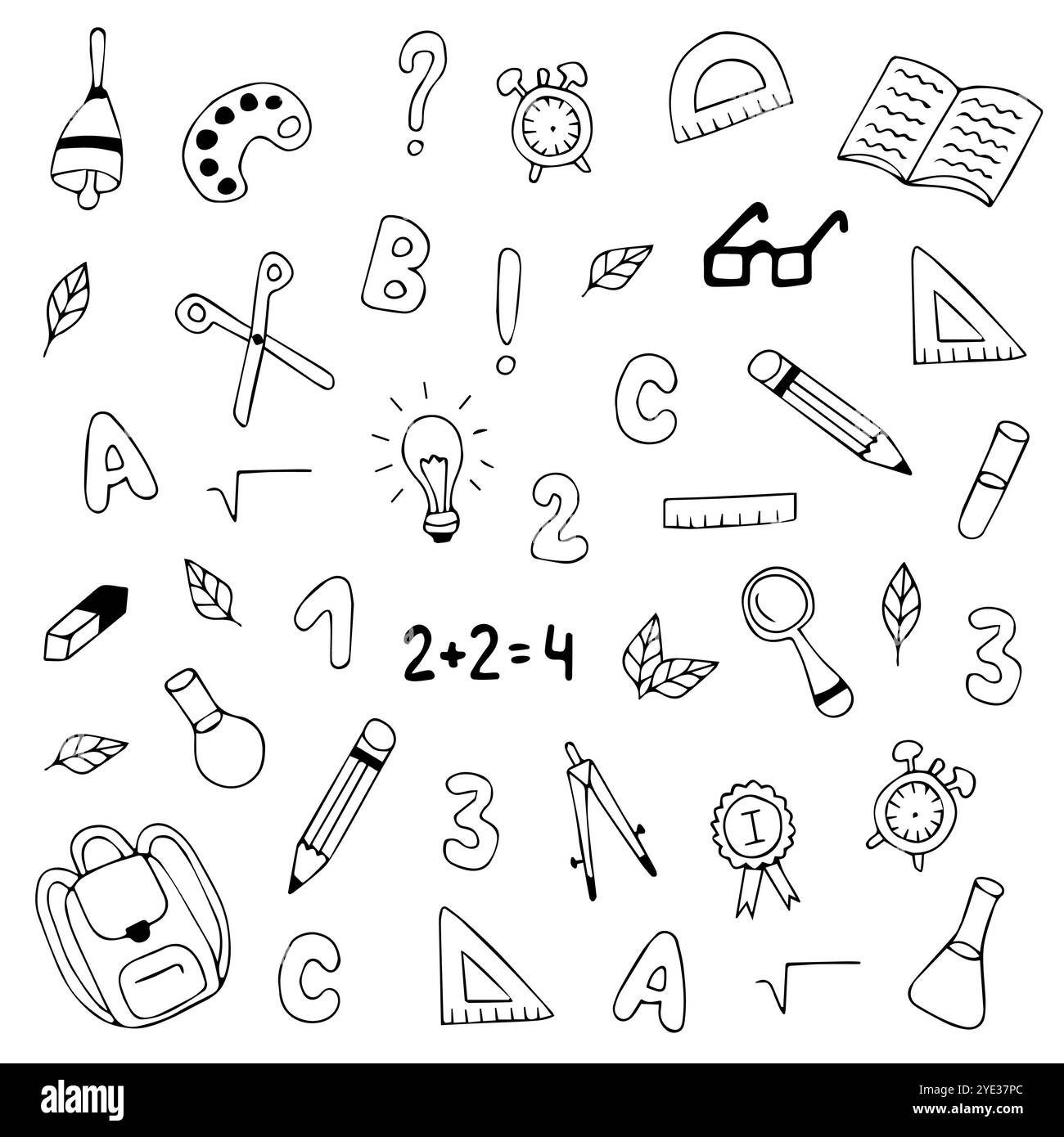 Vector art collection school Black and White Stock Photos & Images - Alamy
