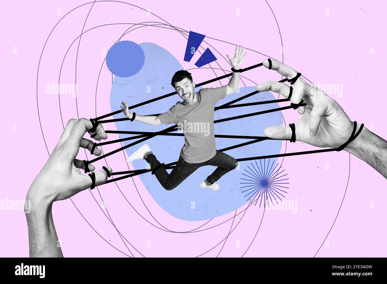 Composite trend artwork sketch collage of copyspace monochrome young ...