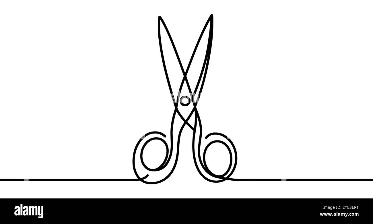 Minimalist vector illustration representing a pair of scissors, using a ...