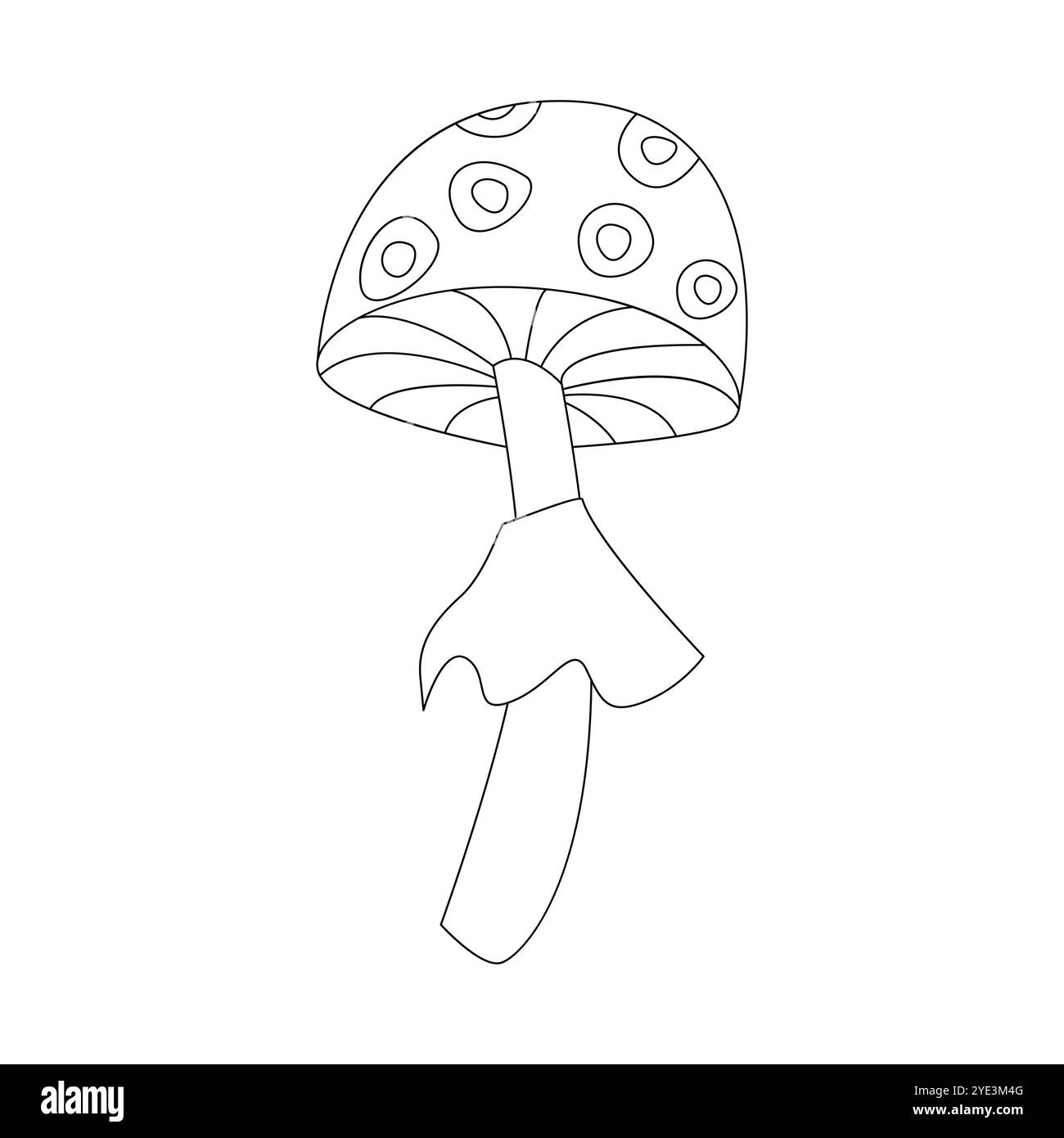 Groovy line psychedelic toadstool, mushroom with circle frames on cap ...