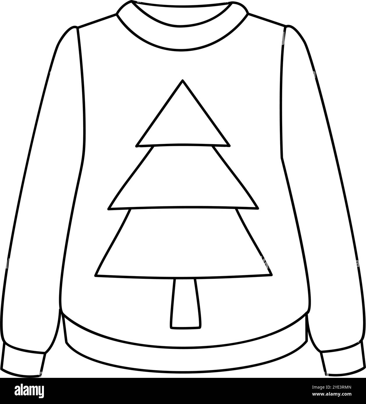 Christmas knitted sweater with Christmas tree. Doodle style winter ...