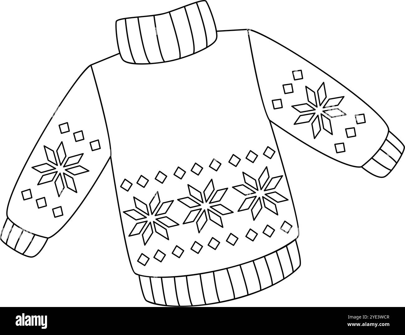 Christmas knitted sweater with stars. Doodle style winter clothes. New ...