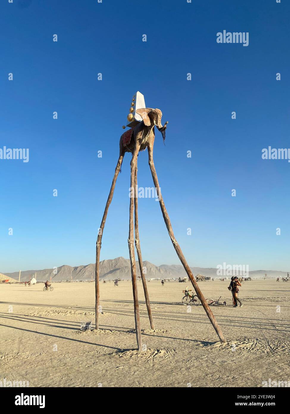 Jack Champion's Homage au Dali Los Elefantes Burning man - Smartphone Captured Stock Image