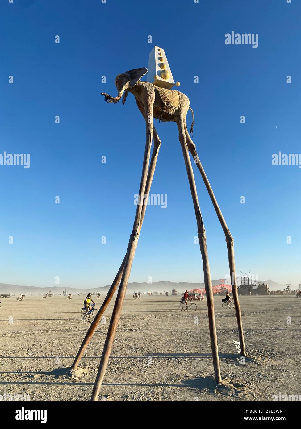 Jack Champion's Homage au Dali Los Elefantes Burning man - Smartphone Captured Stock Image