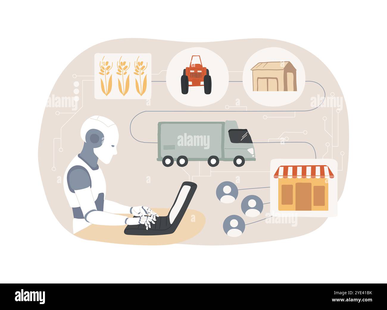 AI-Backed Supply Chain Management abstract concept vector illustration ...