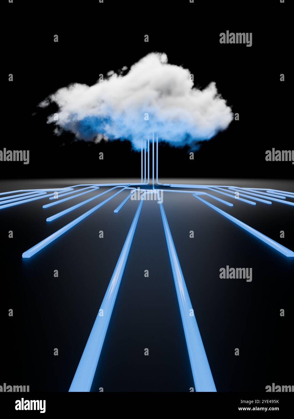 Cloud computing concept, computer network and cybersecurity. Digital 3D ...
