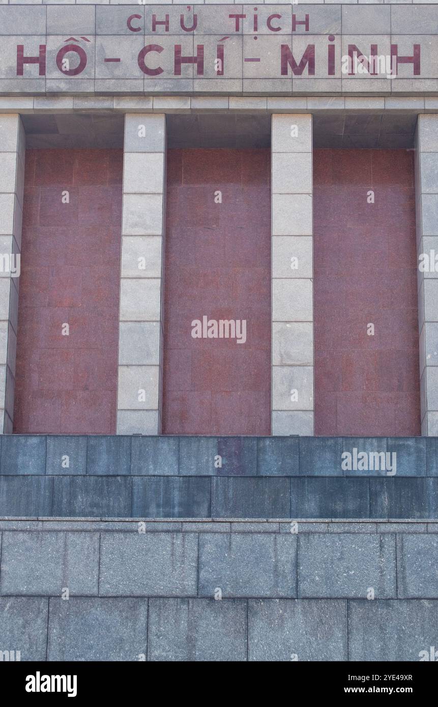 Hanoi, Vietnam: close up of Ho Chi Minh Mausoleum, 1975 funerary monument dedicated to Vietnamese leader Ho Chi Minh and inspired by Lenin's mausoleum Stock Photo