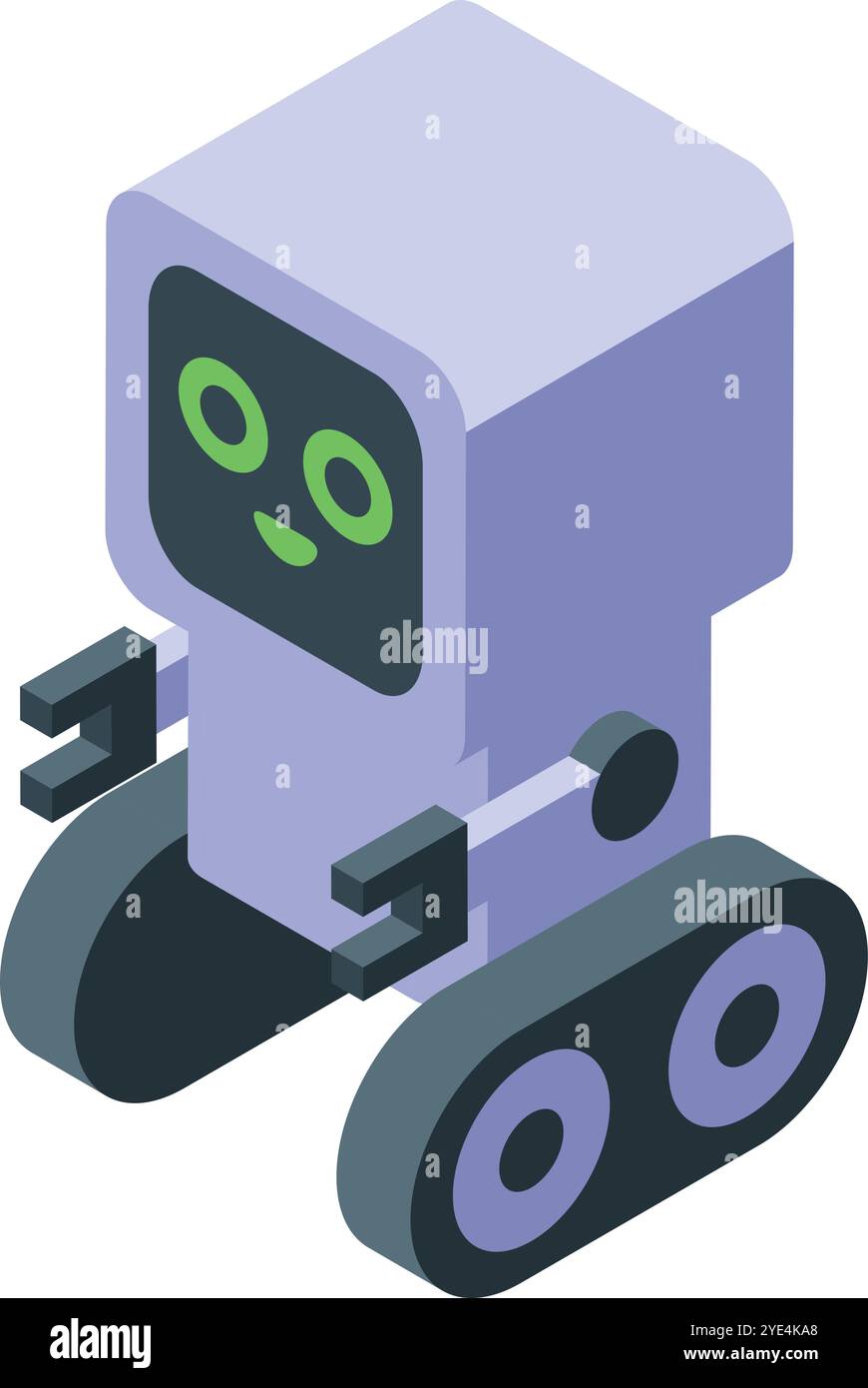 Friendly chatbot robot moving on wheels, demonstrating artificial intelligence and automation Stock Vector