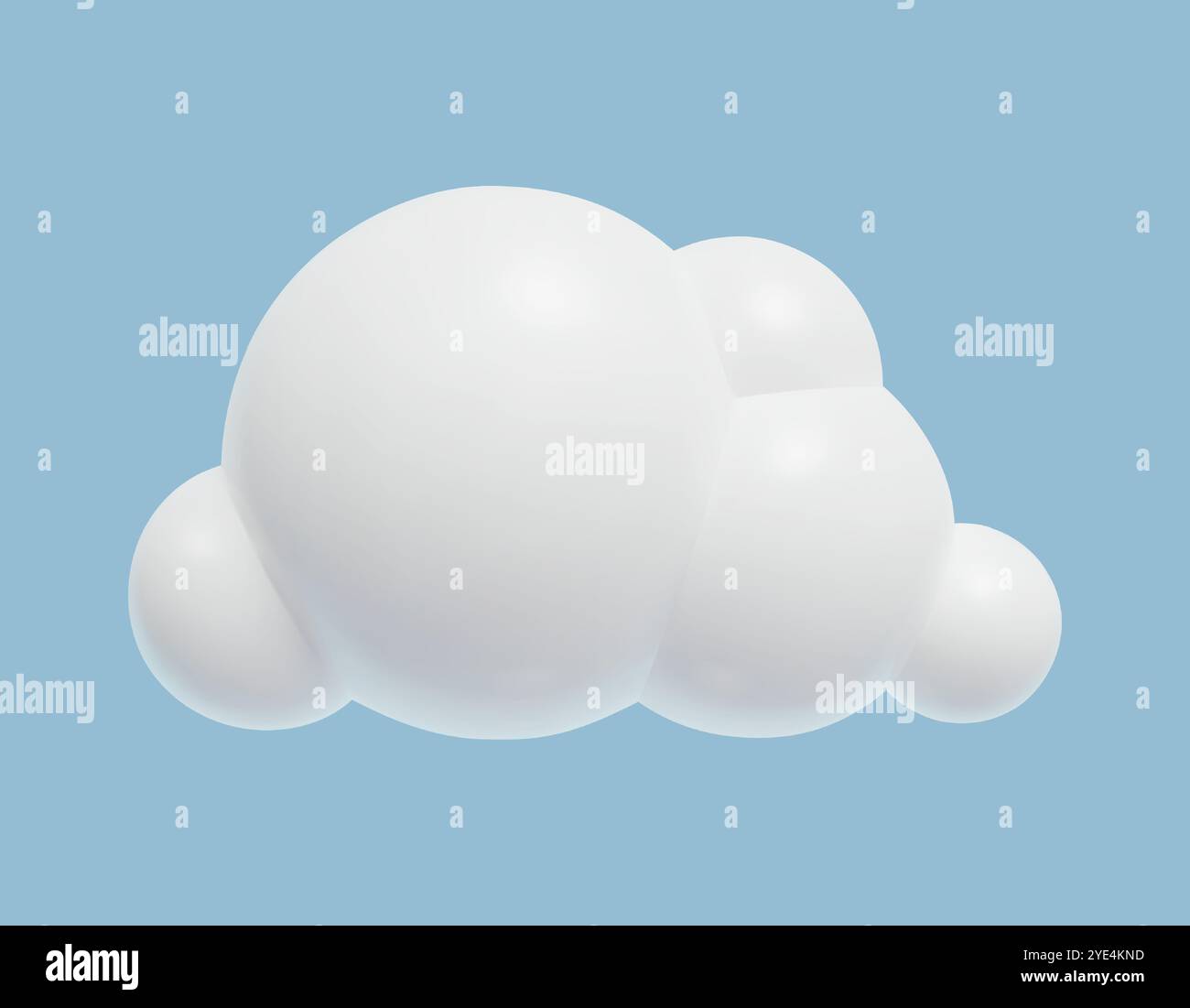3d white cloud icon. Cute cartoon trendy fluffy cloud design element on blue sky background. Realistic plastic three dimensional vector illustration. Stock Vector