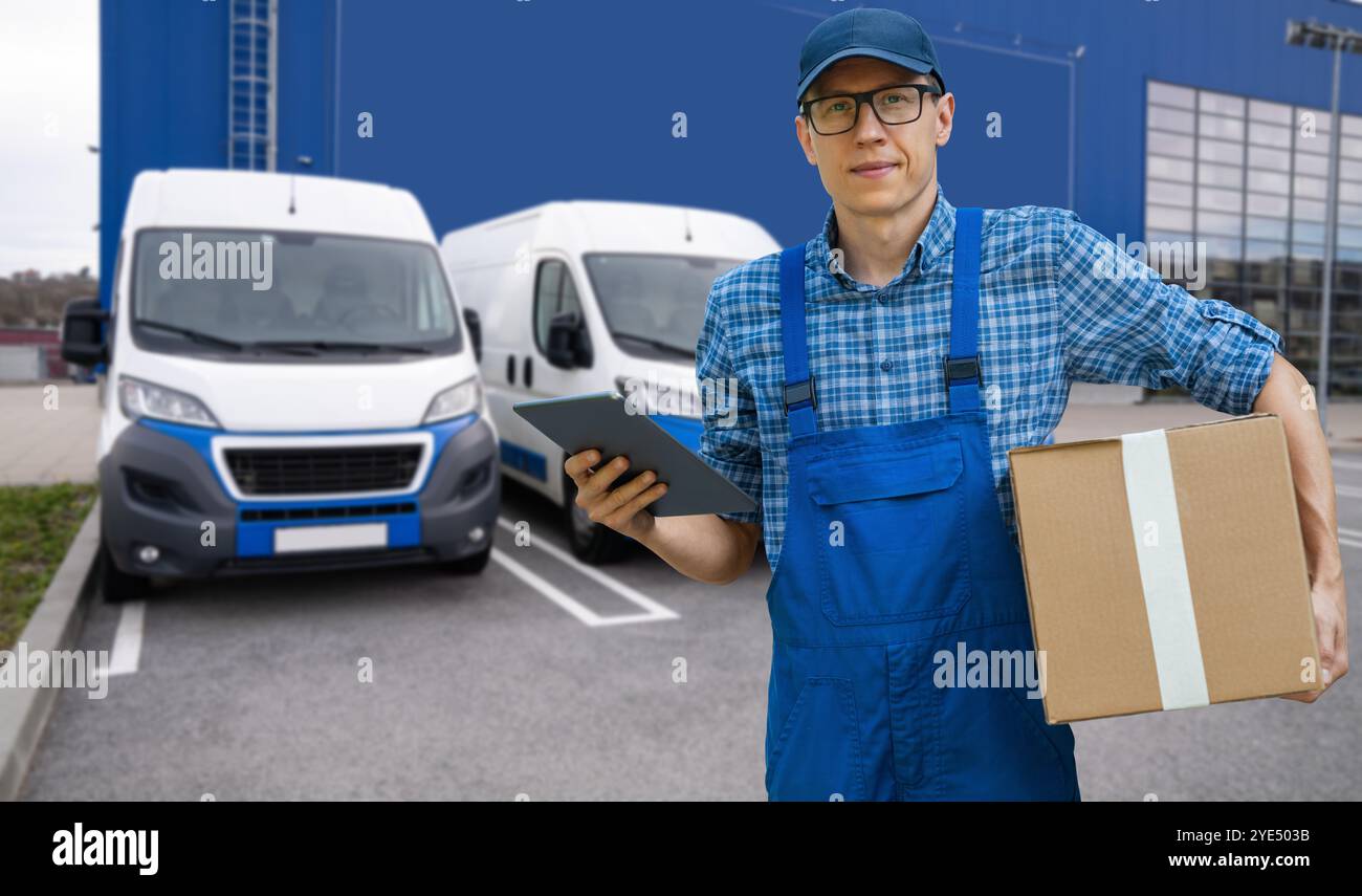 Delivery man digital tablet hi-res stock photography and images - Alamy