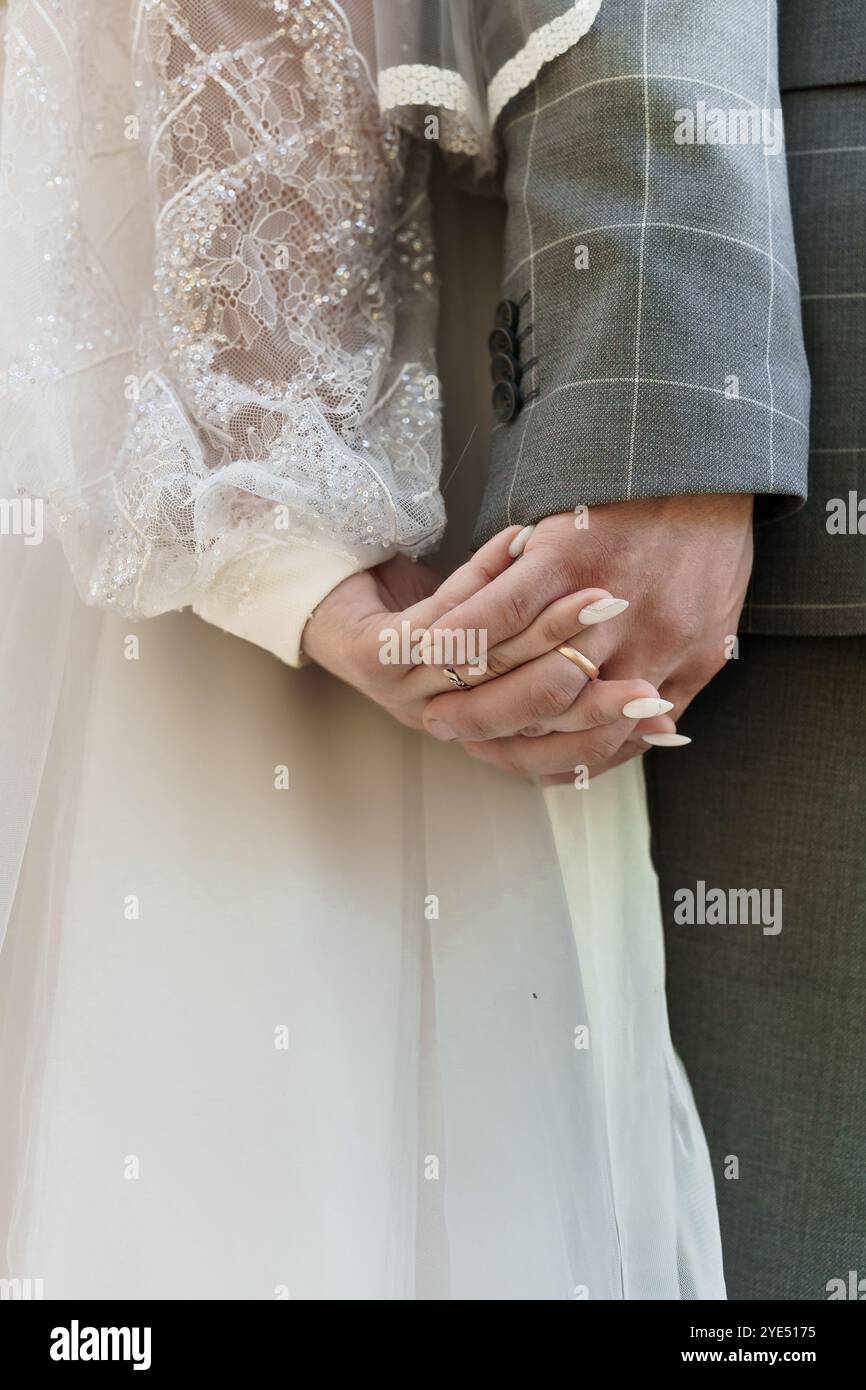 Newly engaged couple hands hi-res stock photography and images - Alamy