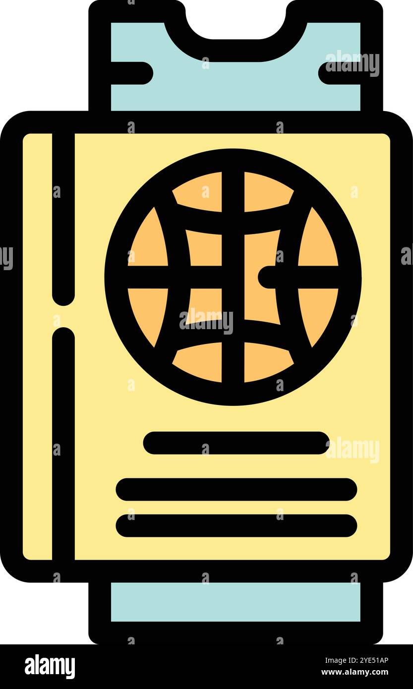 Simple colorful icon of a passport with a boarding pass inserted ...