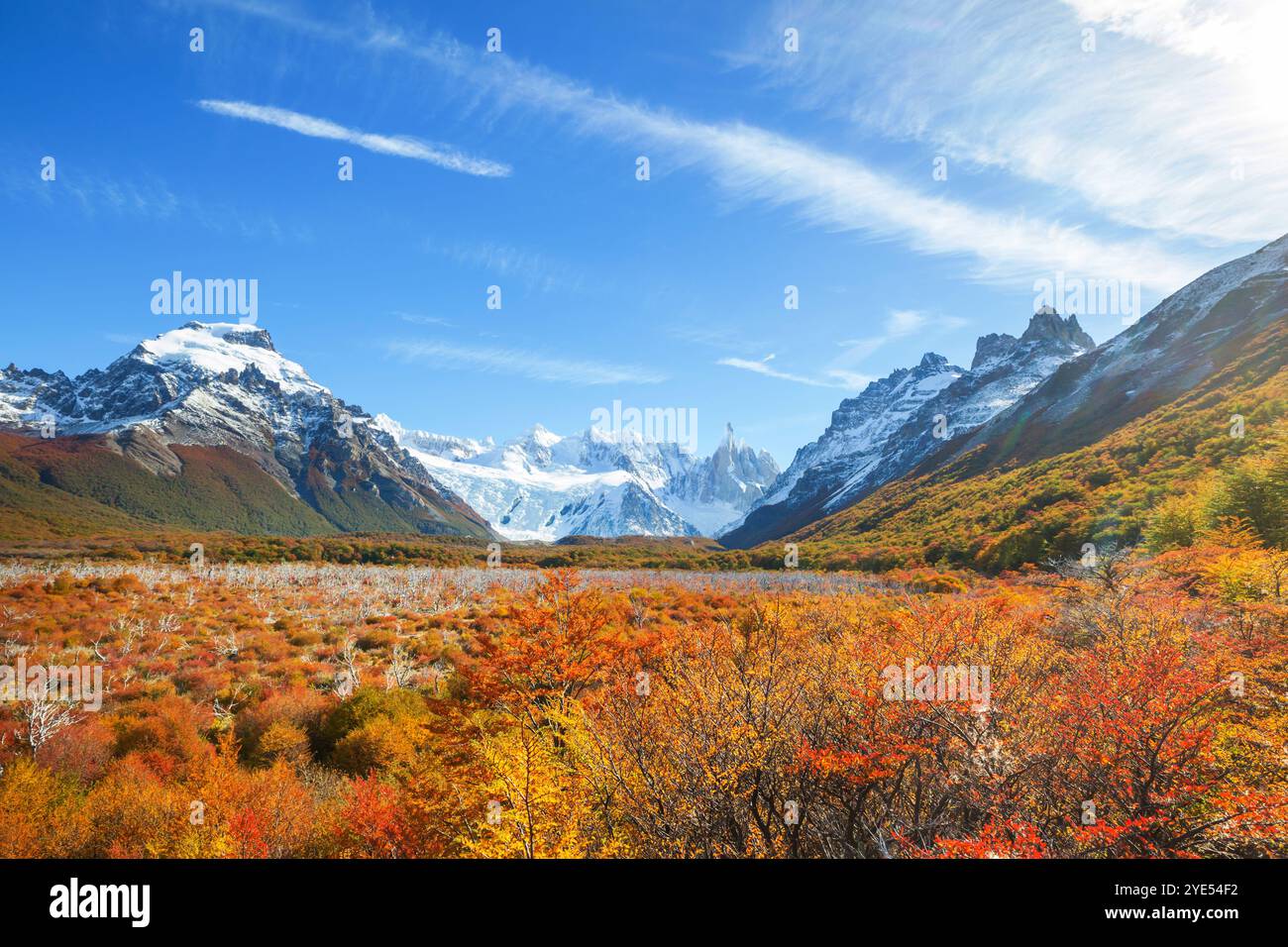 Autumn season in Patagonia mountains, South America, Argentina Stock ...