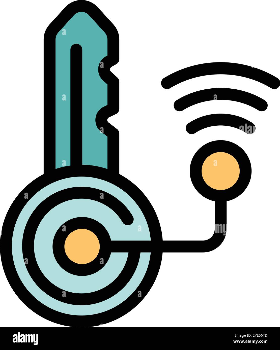 Electronic smart key using wireless technology for unlocking a door or starting an engine Stock Vector