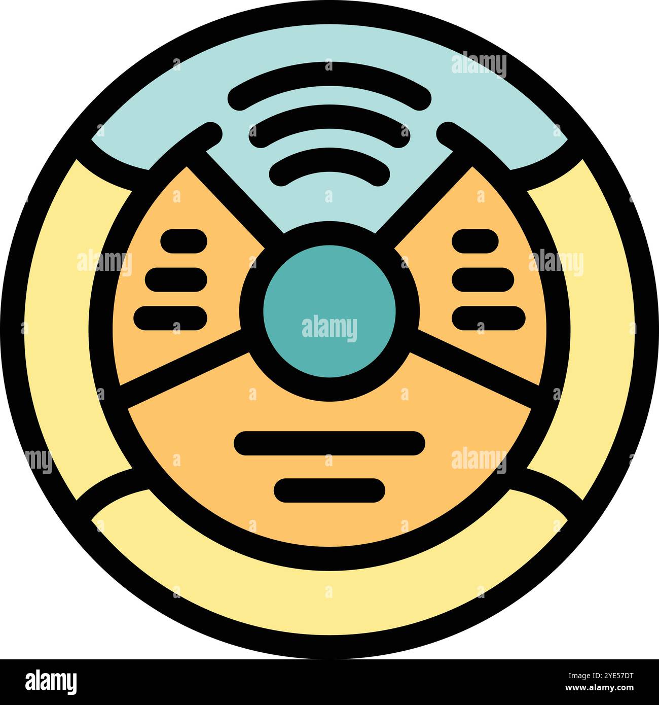 This icon represents a smart home control panel, connecting wirelessly to a network Stock Vector