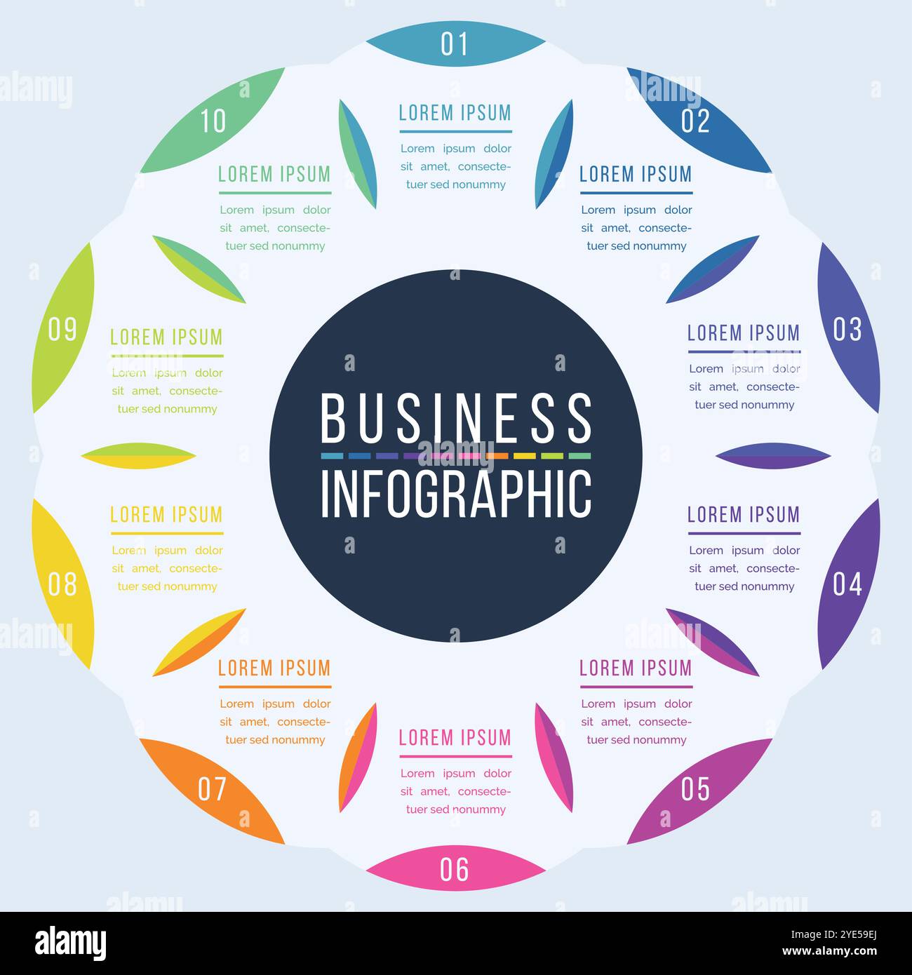 Circle Infographic template 10 steps, objects, elements or options infographic business design Stock Vector
