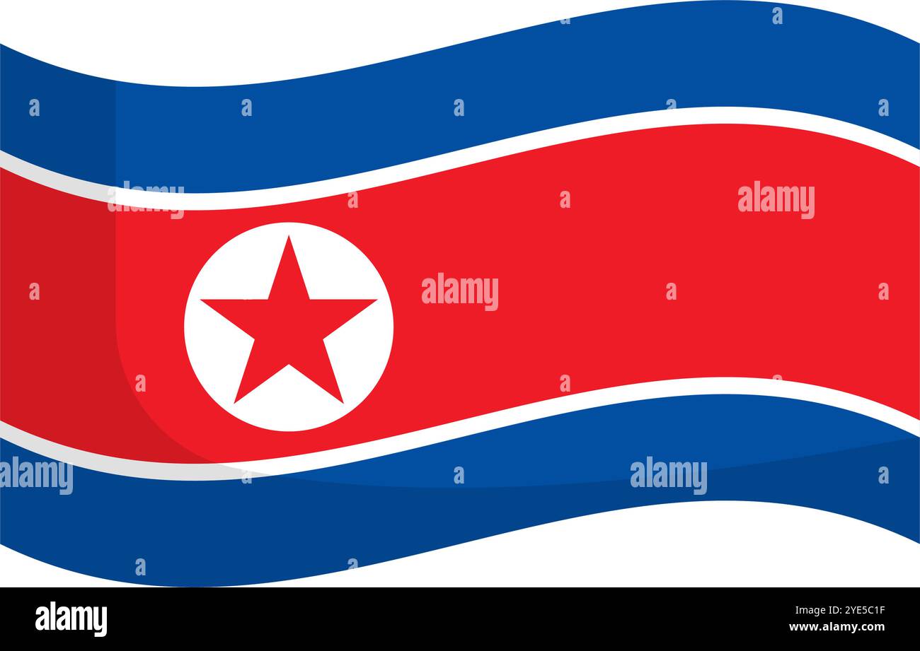 Fluttering North Korean flag. Editable vector Stock Vector Image &amp; Art - Alamy