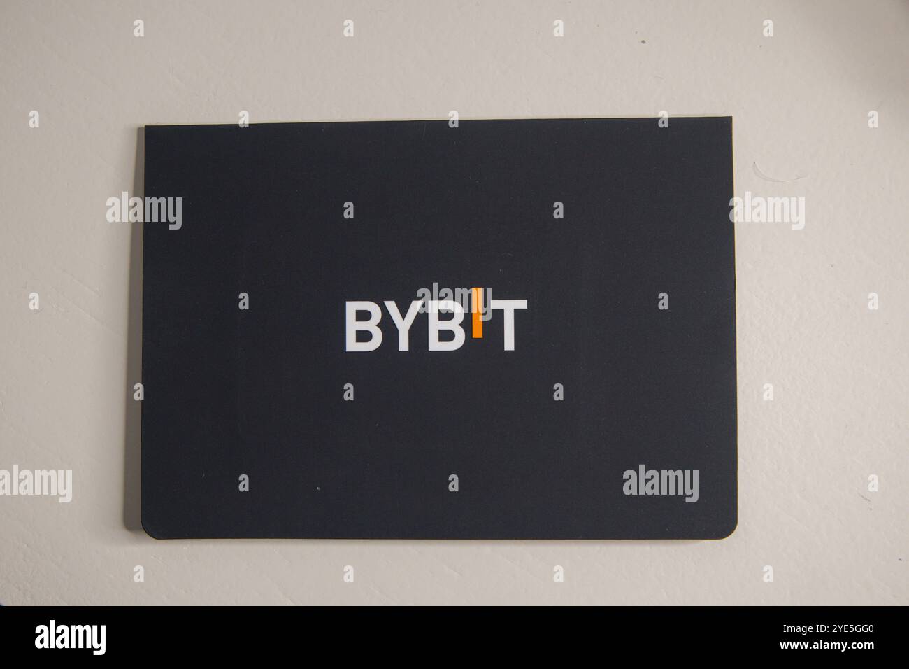 Welcome package with Bybit logo, containing the Bybit card; a Mastercard  debit card with cashback from the cryptocurrency exchange Bybit Stock Photo  - Alamy